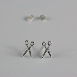 Silver Scissors Stud Earrings
